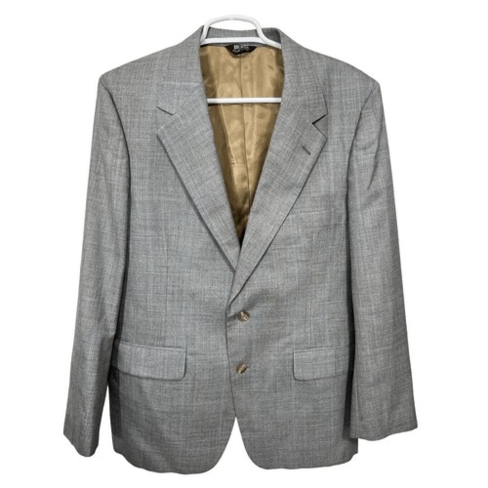 Vintage Bill Blass Glen Plaid Blazer 40R Gray Sport Coat USA Made Mens ACTWU